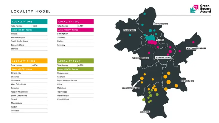 A map showing the four localities