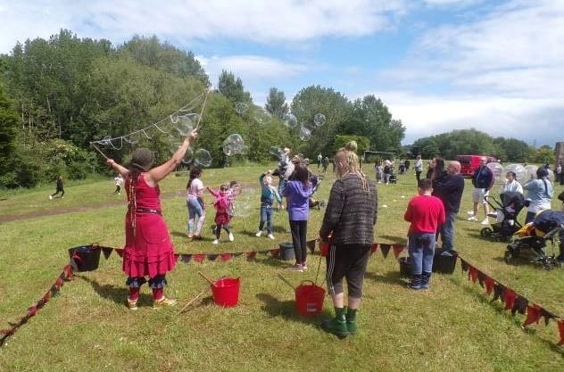 Children enjoying bubble skills at the event